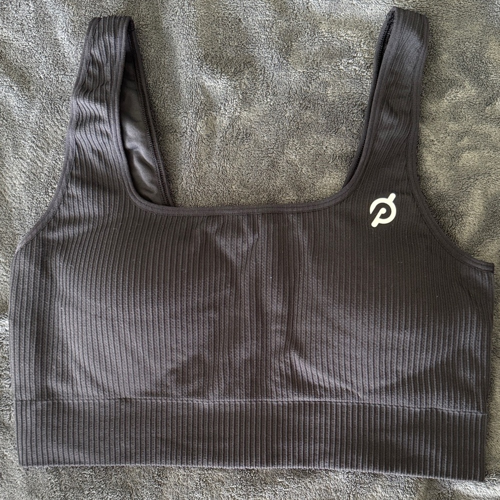 Peloton Black Ribbed Sports Bra